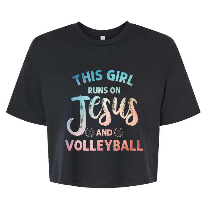 Christian Volleyball Art Volleyball Player Bella+Canvas Jersey Crop Tee