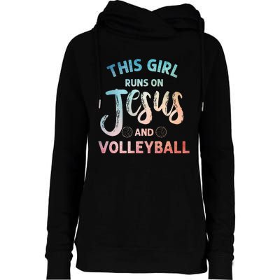 Christian Volleyball Art Volleyball Player Womens Funnel Neck Pullover Hood