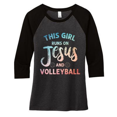 Christian Volleyball Art Volleyball Player Women's Tri-Blend 3/4-Sleeve Raglan Shirt