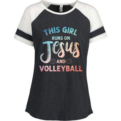 Christian Volleyball Art Volleyball Player Enza Ladies Jersey Colorblock Tee