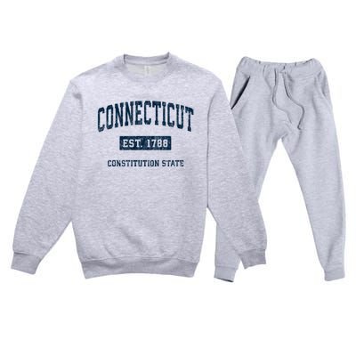 Connecticut Vintage Athletic Sports Premium Crewneck Sweatsuit Set