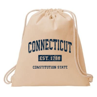 Connecticut Vintage Athletic Sports Drawstring Bag