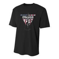 Chicago Vintage American Flag Guitar Player Souvenir Youth Performance Sprint T-Shirt