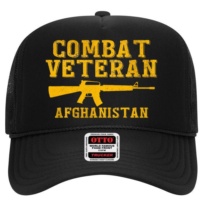 Combat Veteran Afghanistan Veteran Military High Crown Mesh Back Trucker Hat