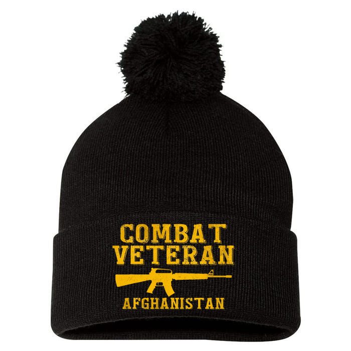 Combat Veteran Afghanistan Veteran Military Pom Pom 12in Knit Beanie