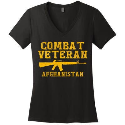 Combat Veteran Afghanistan Veteran Military Women's V-Neck T-Shirt