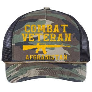 Combat Veteran Afghanistan Veteran Military Retro Rope Trucker Hat Cap