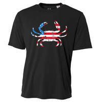 Crab Vintage American Flag Cooling Performance Crew T-Shirt