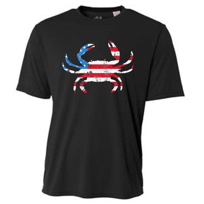 Crab Vintage American Flag Cooling Performance Crew T-Shirt