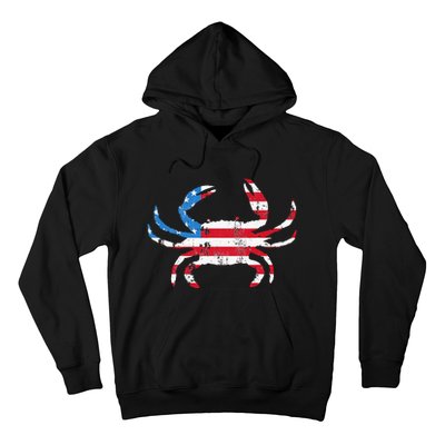 Crab Vintage American Flag Hoodie