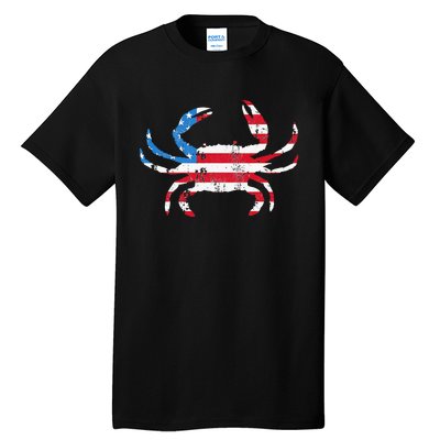 Crab Vintage American Flag Tall T-Shirt