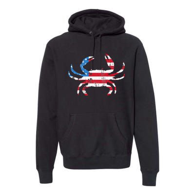 Crab Vintage American Flag Premium Hoodie