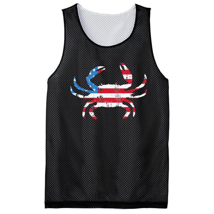 Crab Vintage American Flag Mesh Reversible Basketball Jersey Tank