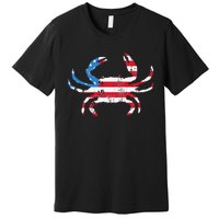 Crab Vintage American Flag Premium T-Shirt