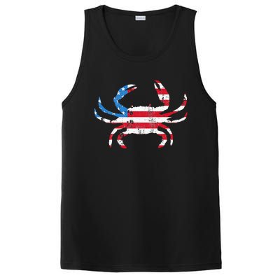 Crab Vintage American Flag PosiCharge Competitor Tank