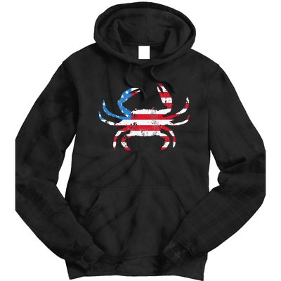 Crab Vintage American Flag Tie Dye Hoodie