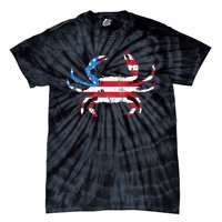 Crab Vintage American Flag Tie-Dye T-Shirt