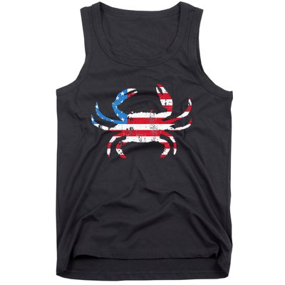 Crab Vintage American Flag Tank Top