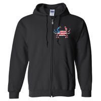 Crab Vintage American Flag Full Zip Hoodie