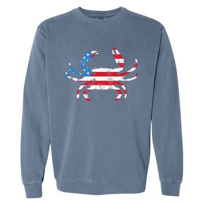 Crab Vintage American Flag Garment-Dyed Sweatshirt