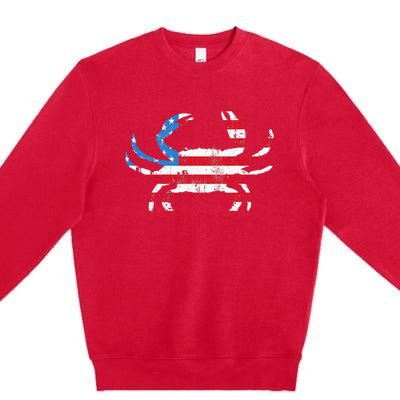 Crab Vintage American Flag Premium Crewneck Sweatshirt