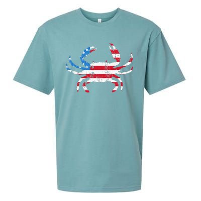 Crab Vintage American Flag Sueded Cloud Jersey T-Shirt