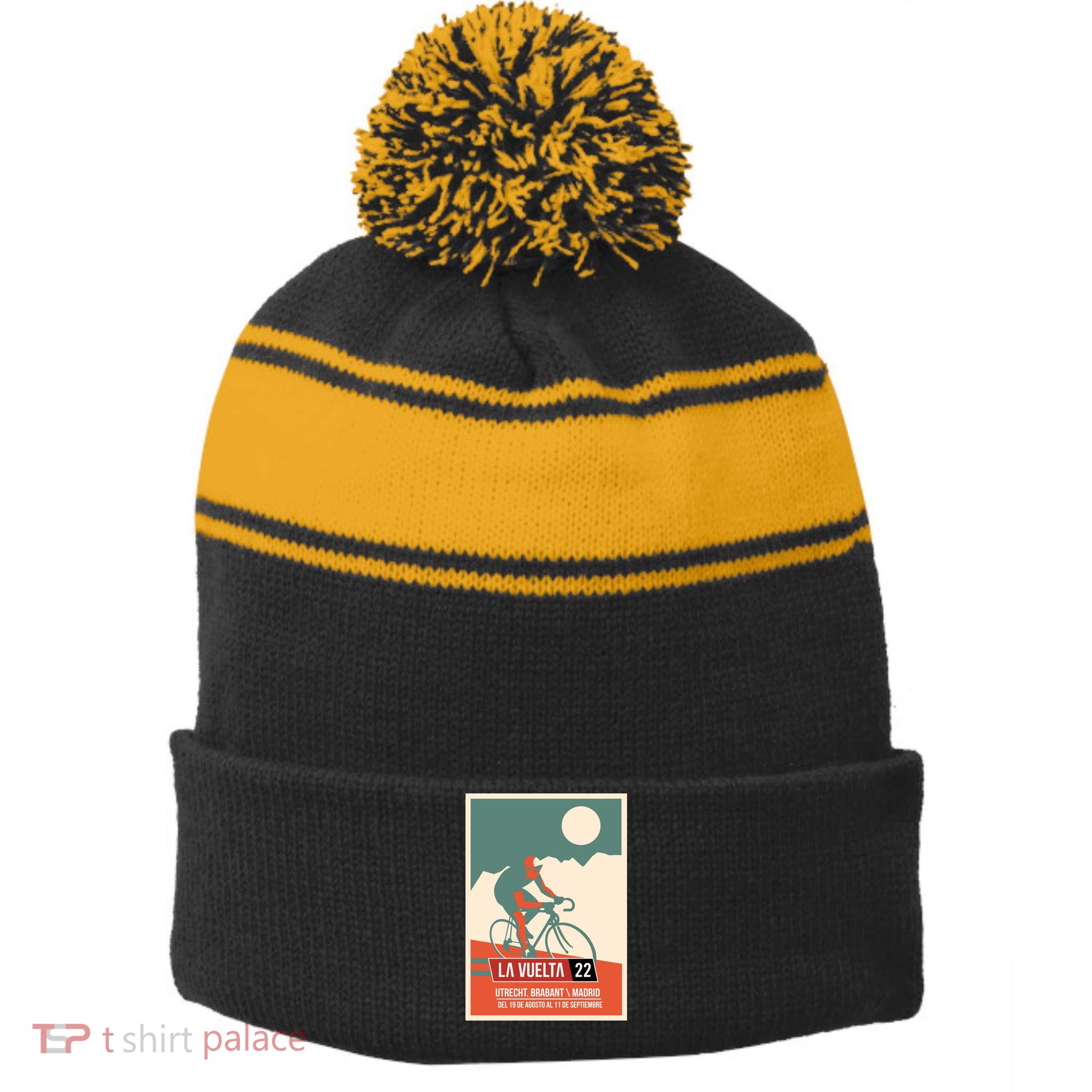 Cycling Vuelta A España Stripe Pom Pom Beanie