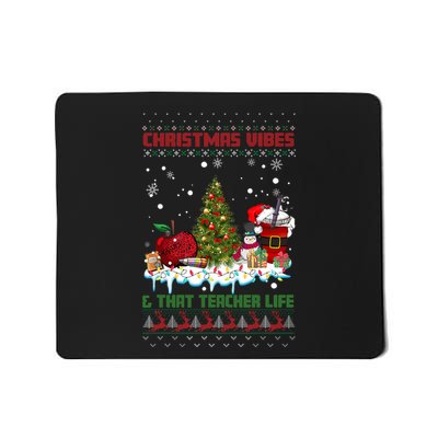 Christmas Vibes And That Teacher Life Christmas Tree Mousepad