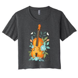 Cool Violin Art For Men Women Orchestra Teacher Viola Player Women's Crop Top Tee