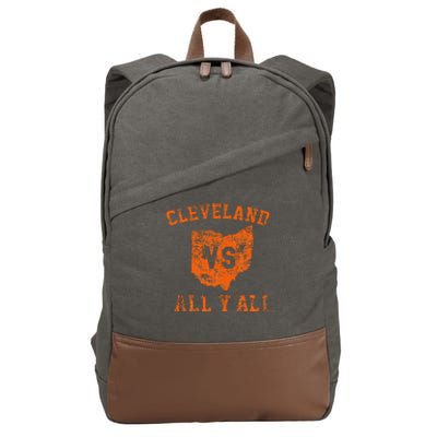 Cleveland Vs All Yall For YAll Vintage Cle Ohio Cotton Canvas Backpack