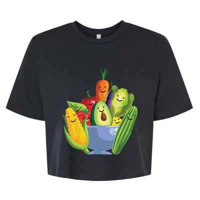 Cute Vegetarian Art For Men Women Vegan Food Veggie Lovers Bella+Canvas Jersey Crop Tee