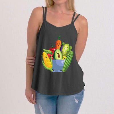 Cute Vegetarian Art For Men Women Vegan Food Veggie Lovers Women's Strappy Tank