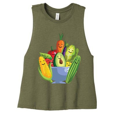 Cute Vegetarian Art For Men Women Vegan Food Veggie Lovers Women's Racerback Cropped Tank