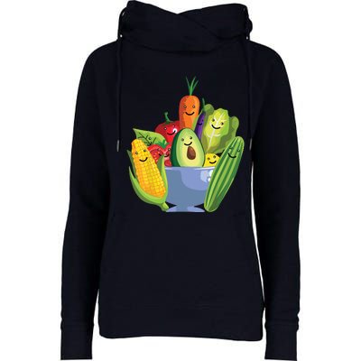 Cute Vegetarian Art For Men Women Vegan Food Veggie Lovers Womens Funnel Neck Pullover Hood