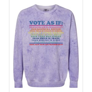 Colorful Vote As If Your Life Depends On It Human Rights Colorblast Crewneck Sweatshirt