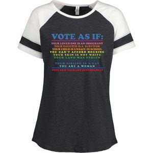 Colorful Vote As If Your Life Depends On It Human Rights Enza Ladies Jersey Colorblock Tee