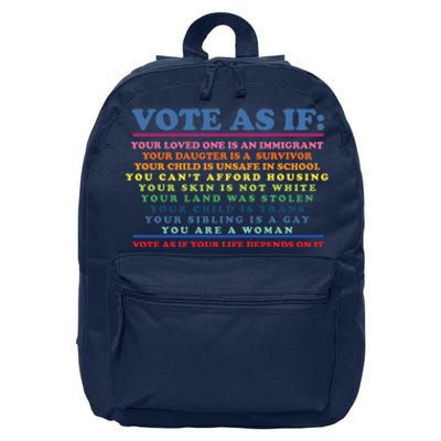 Colorful Vote As If Your Life Depends On It Human Rights 16 in Basic Backpack