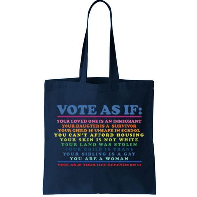 Colorful Vote As If Your Life Depends On It Human Rights Tote Bag