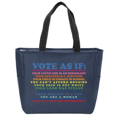 Colorful Vote As If Your Life Depends On It Human Rights Zip Tote Bag