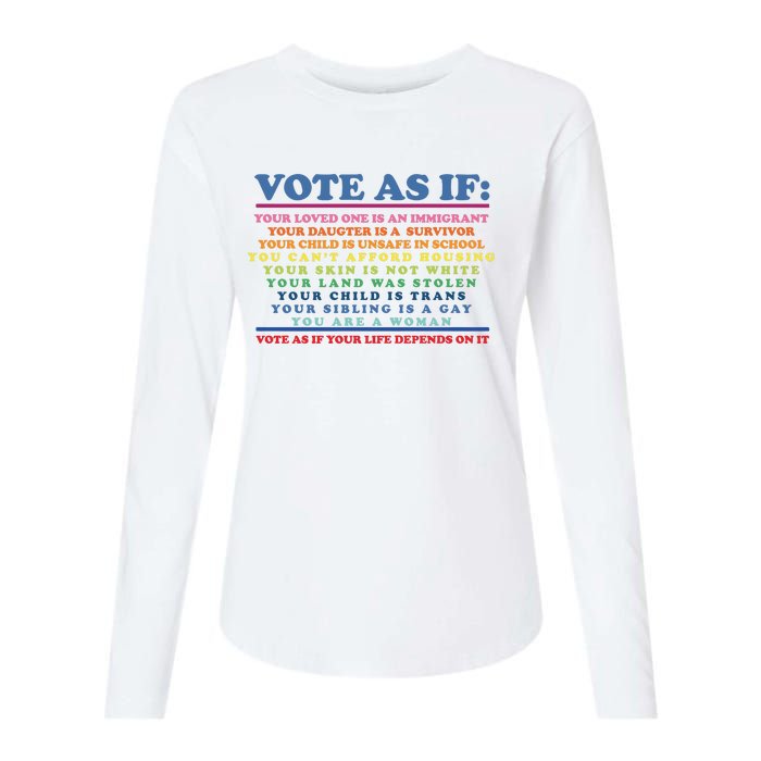 Colorful Vote As If Your Life Depends On It Human Rights Womens Cotton Relaxed Long Sleeve T-Shirt