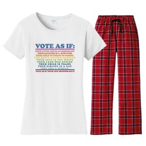 Colorful Vote As If Your Life Depends On It Human Rights Women's Flannel Pajama Set