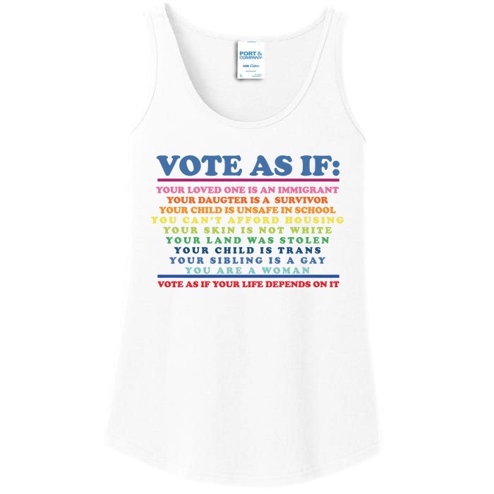 Colorful Vote As If Your Life Depends On It Human Rights Ladies Essential Tank