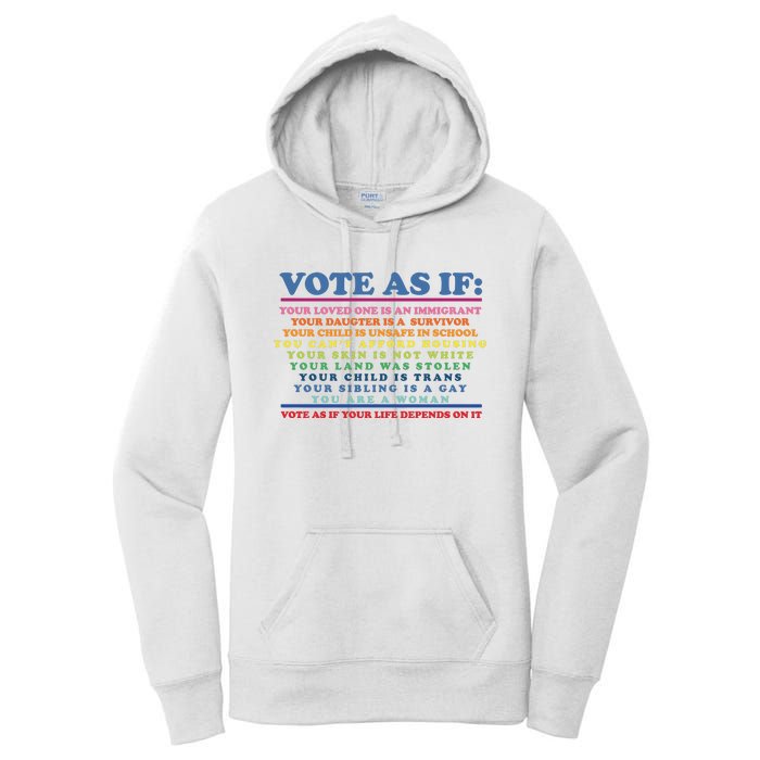 Colorful Vote As If Your Life Depends On It Human Rights Women's Pullover Hoodie