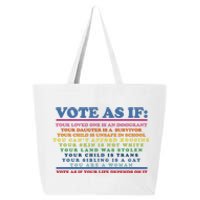 Colorful Vote As If Your Life Depends On It Human Rights 25L Jumbo Tote