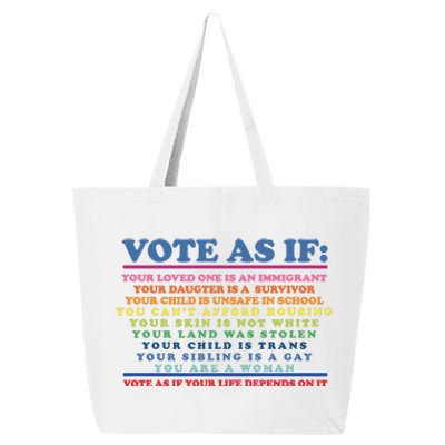 Colorful Vote As If Your Life Depends On It Human Rights 25L Jumbo Tote