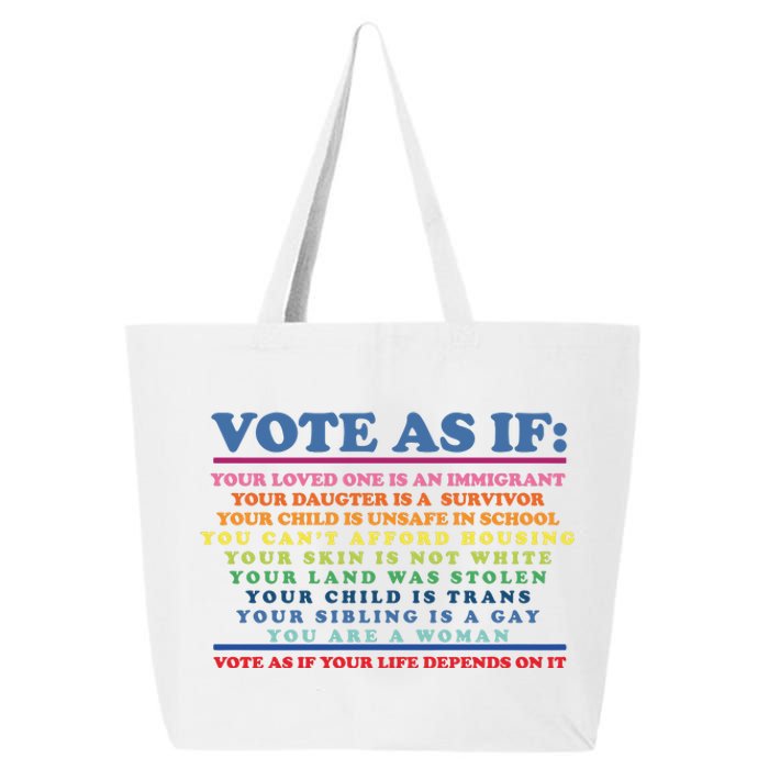 Colorful Vote As If Your Life Depends On It Human Rights 25L Jumbo Tote