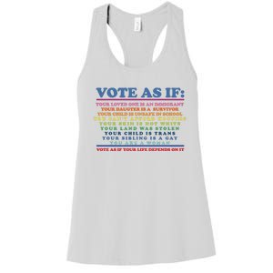 Colorful Vote As If Your Life Depends On It Human Rights Women's Racerback Tank