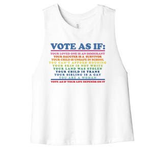 Colorful Vote As If Your Life Depends On It Human Rights Women's Racerback Cropped Tank