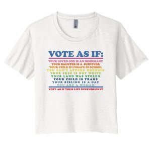 Colorful Vote As If Your Life Depends On It Human Rights Women's Crop Top Tee