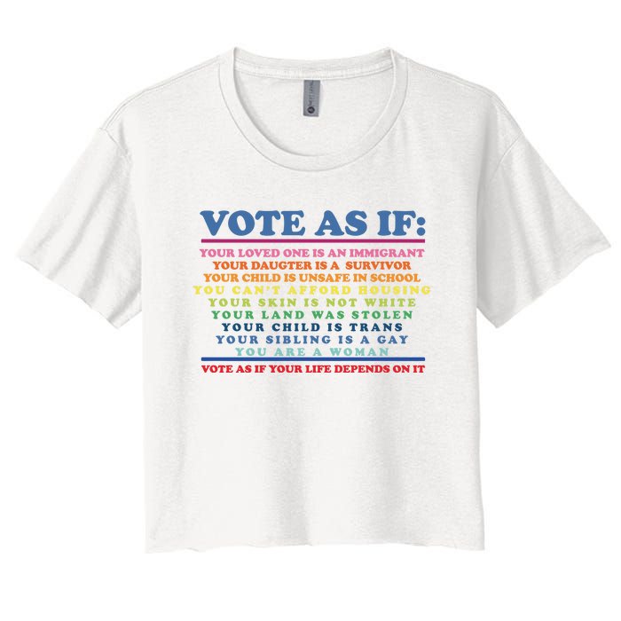 Colorful Vote As If Your Life Depends On It Human Rights Women's Crop Top Tee